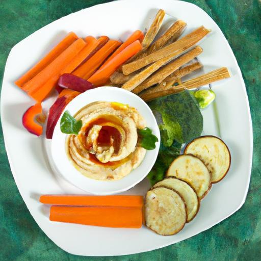Crunchy Veggie Sticks Perfectly Paired with Creamy Hummus