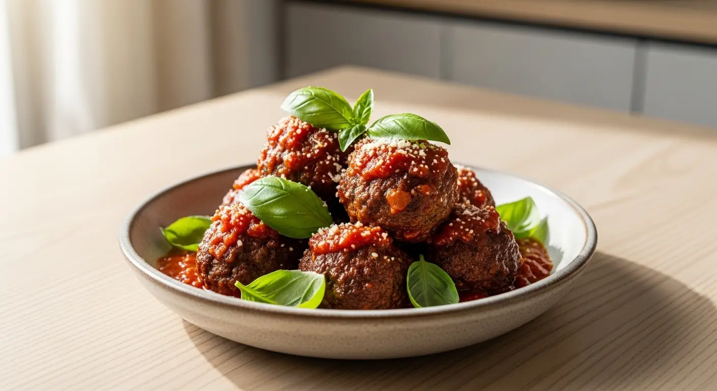 Savory Beef Meatballs Simmered in Rich Tomato Sauce