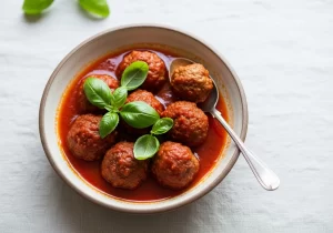 Savory Beef Meatballs Simmered in Rich Tomato Sauce