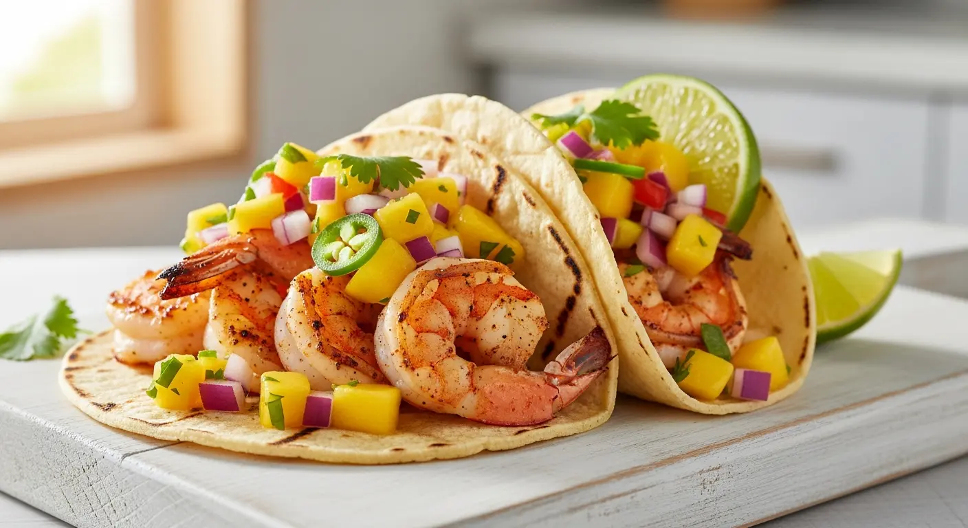 Shrimp Tacos with Zesty Mango Salsa