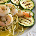 Zesty Garlic Lemon Shrimp Served on Fresh Zucchini Noodles