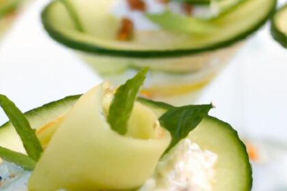 Refreshing Cucumber Cups Filled with Creamy Fresh Cheese
