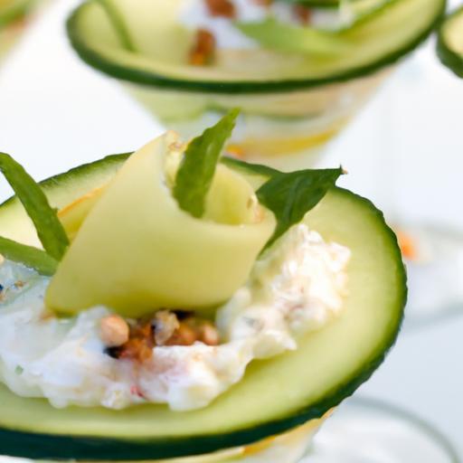 Refreshing Cucumber Cups Filled with Creamy Fresh Cheese