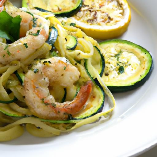 Zesty Garlic Lemon‌ Shrimp Served on​ fresh​ Zucchini ⁣Noodles