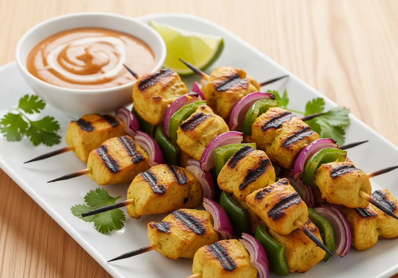 Chicken Satay Skewers with Creamy Peanut Sauce