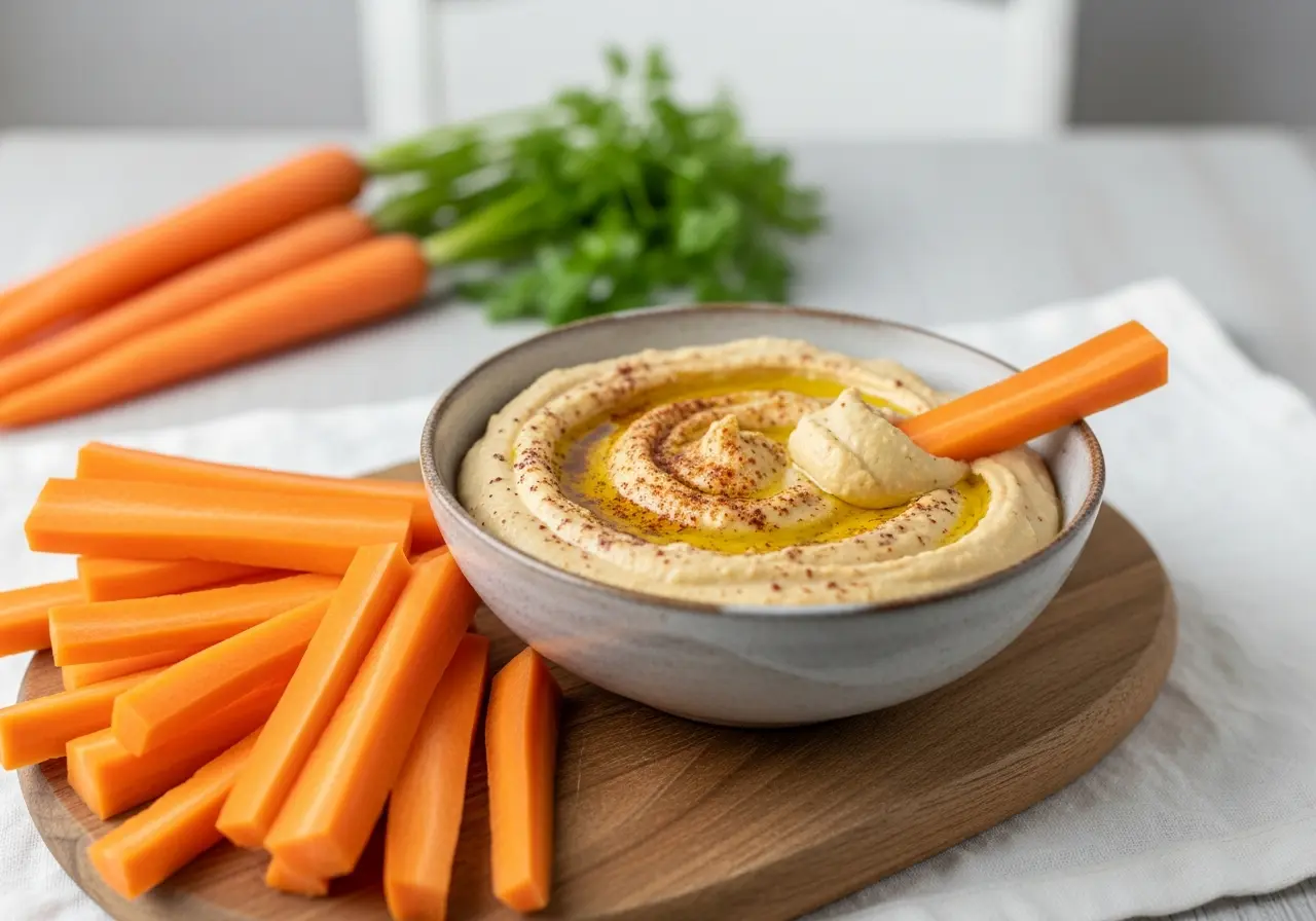 Crunchy Carrot Sticks with Hummus