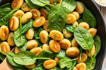 Golden Pan-Fried Gnocchi with Vibrant Spinach Delight