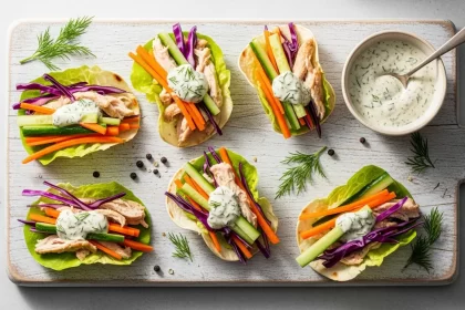 Mini Chicken Wraps with Crunchy Veggies