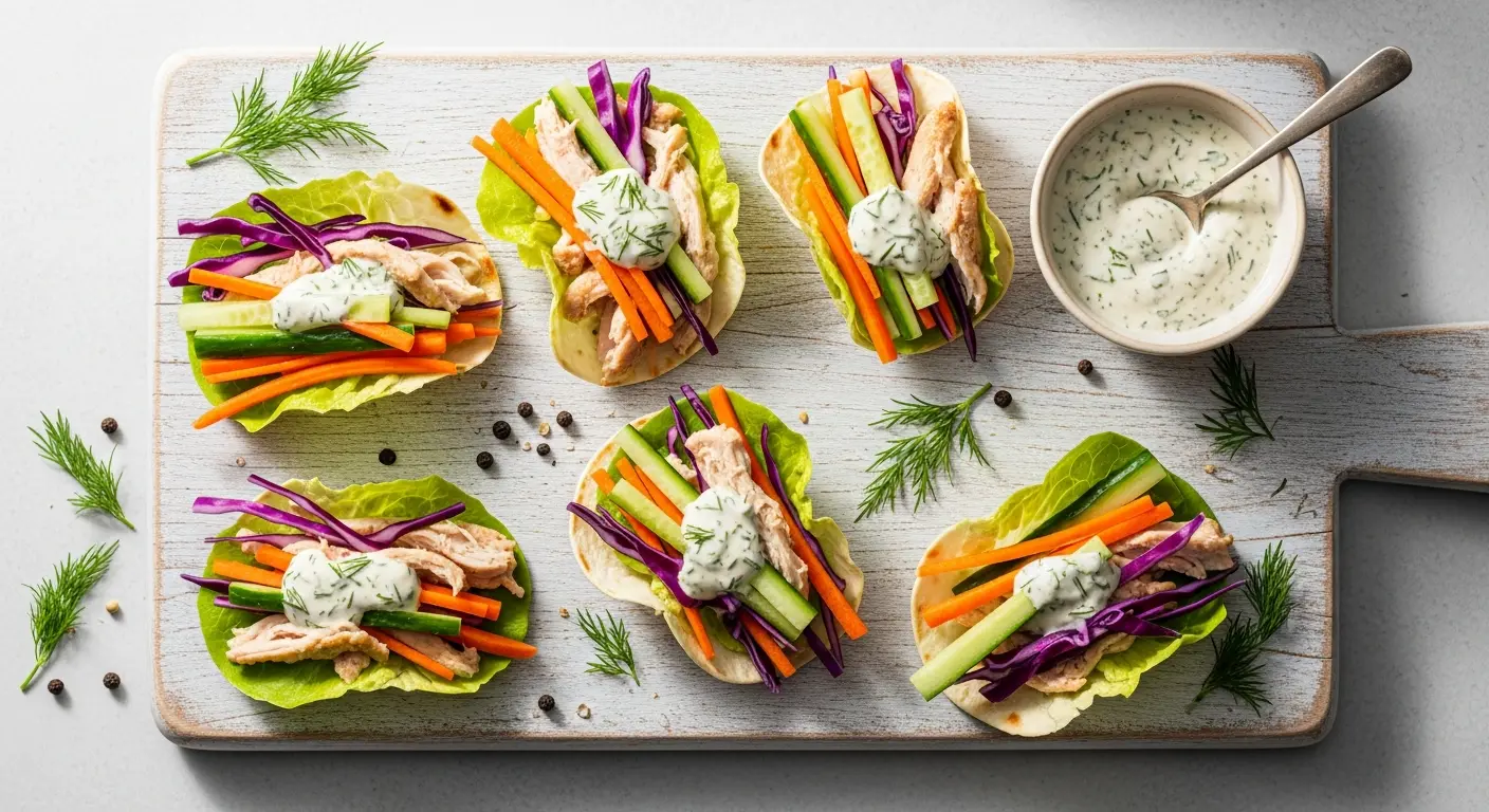 Mini Chicken Wraps with Crunchy Veggies