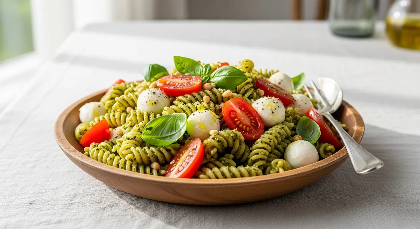 Pesto Pasta Salad with Cherry Tomatoes Delight