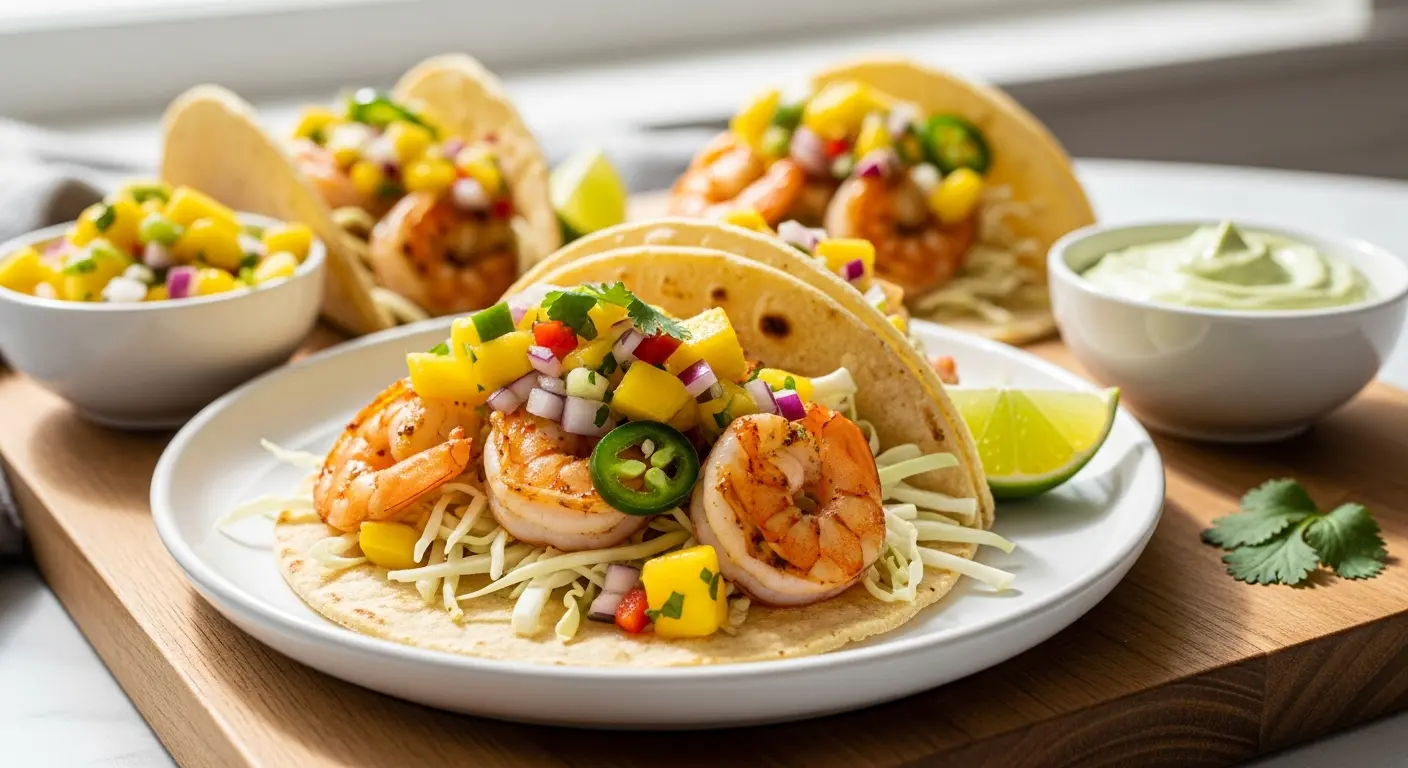 Shrimp Tacos with Vibrant Mango Salsa Delight