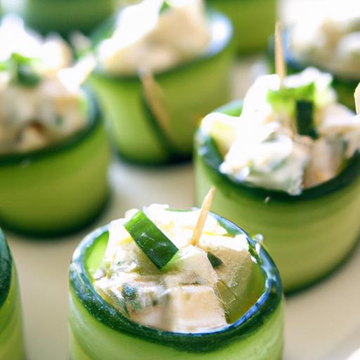 Refreshing Cucumber Cups Stuffed with Creamy Fresh Cheese