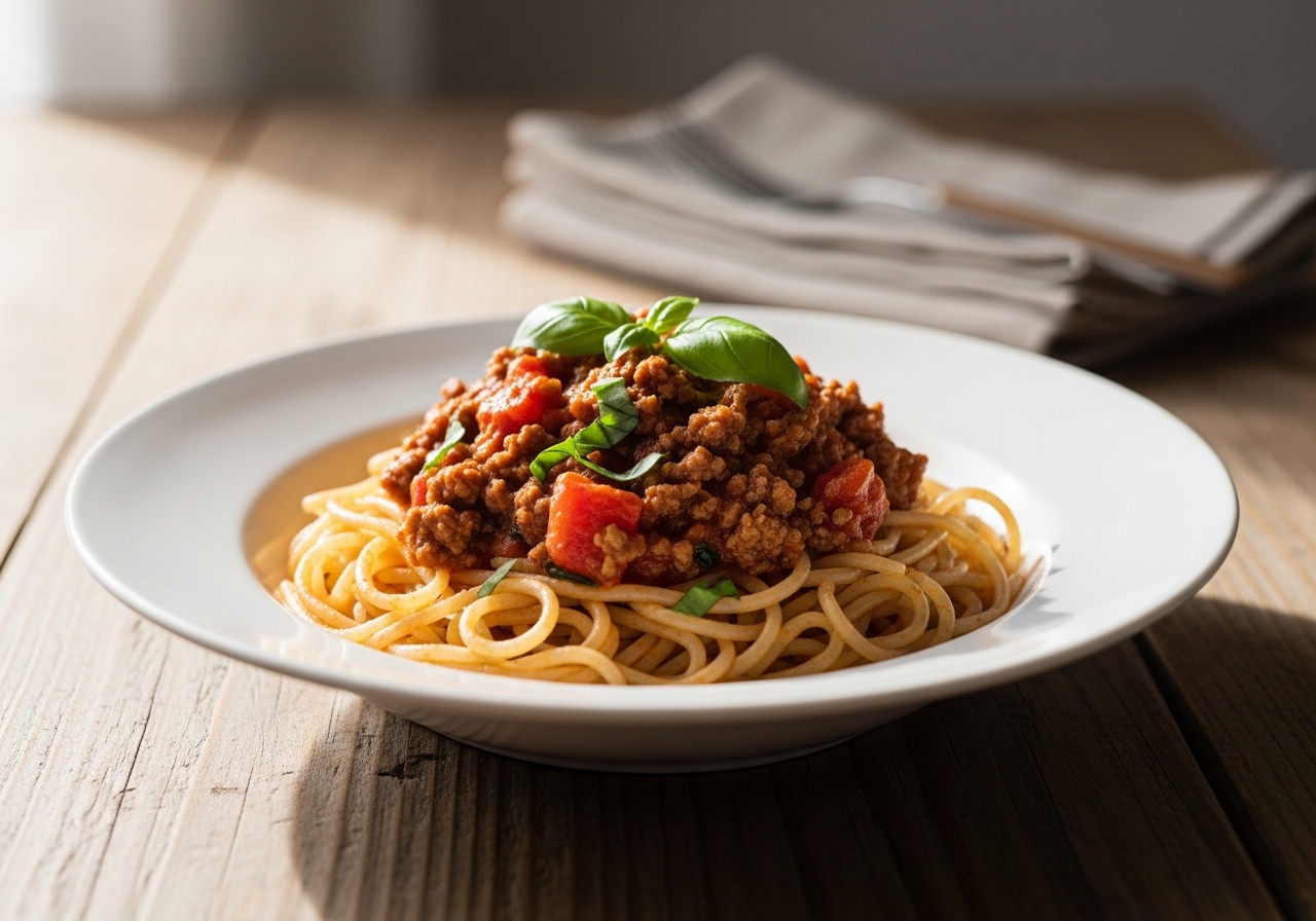 Spaghetti Bolognese with Rice Pasta